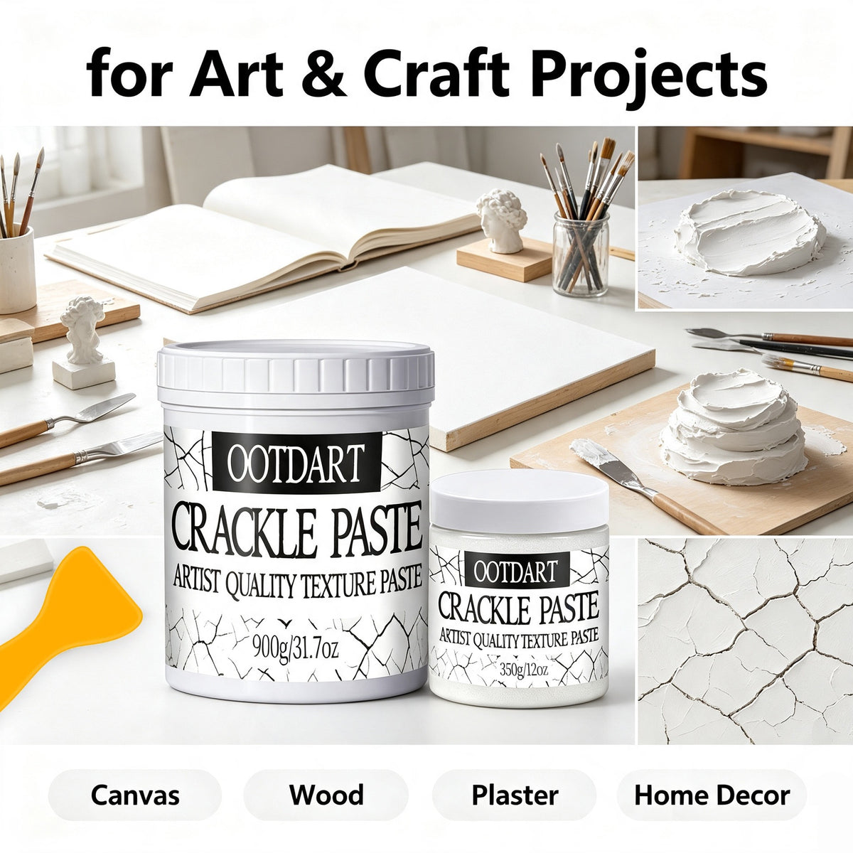 Crackle Paste – Textured Crackle Effect Medium for DIY & Art Projects350g