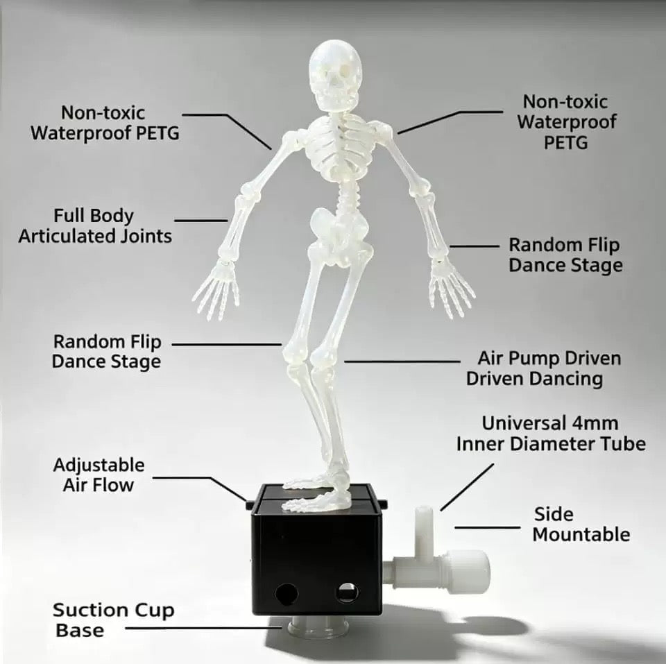 Bubble Dancing Skeleton Aquarium Ornament – Air Powered Fish Tank Decoration