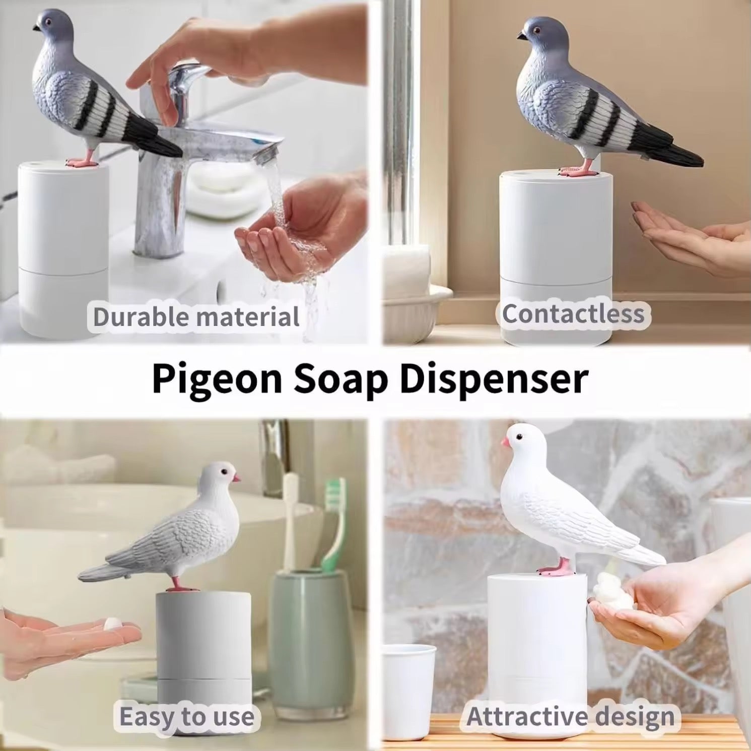 Automatic Bird Soap Dispenser – Touchless Dove Design Foam Soap Pump for Kitchen & Bathroom