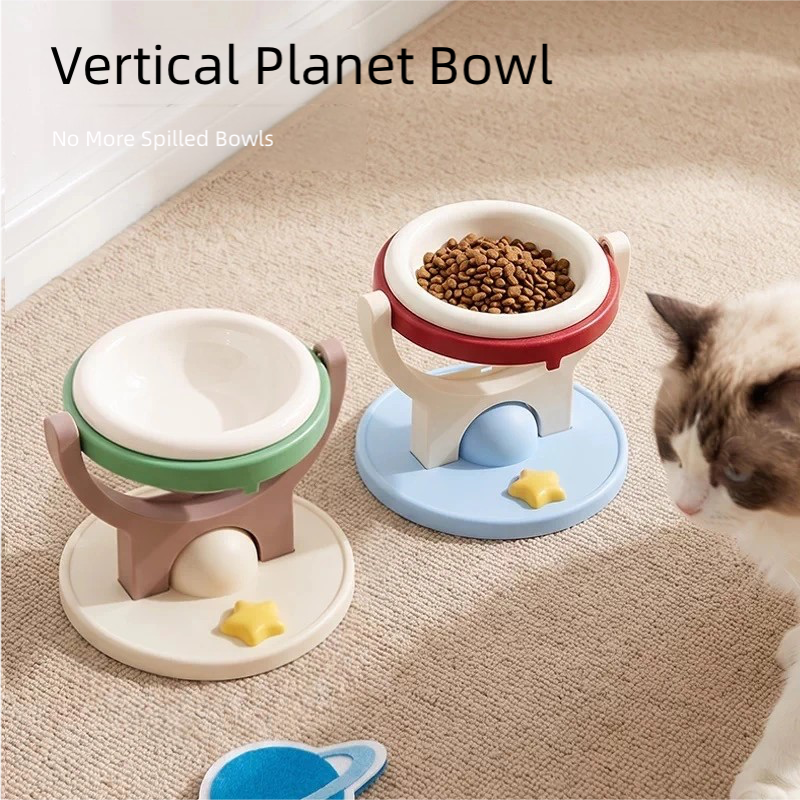 2-in-1 Wall-Mounted & Elevated Cat Bowl | Anti-Tip Ceramic Pet Feeding Bowl
