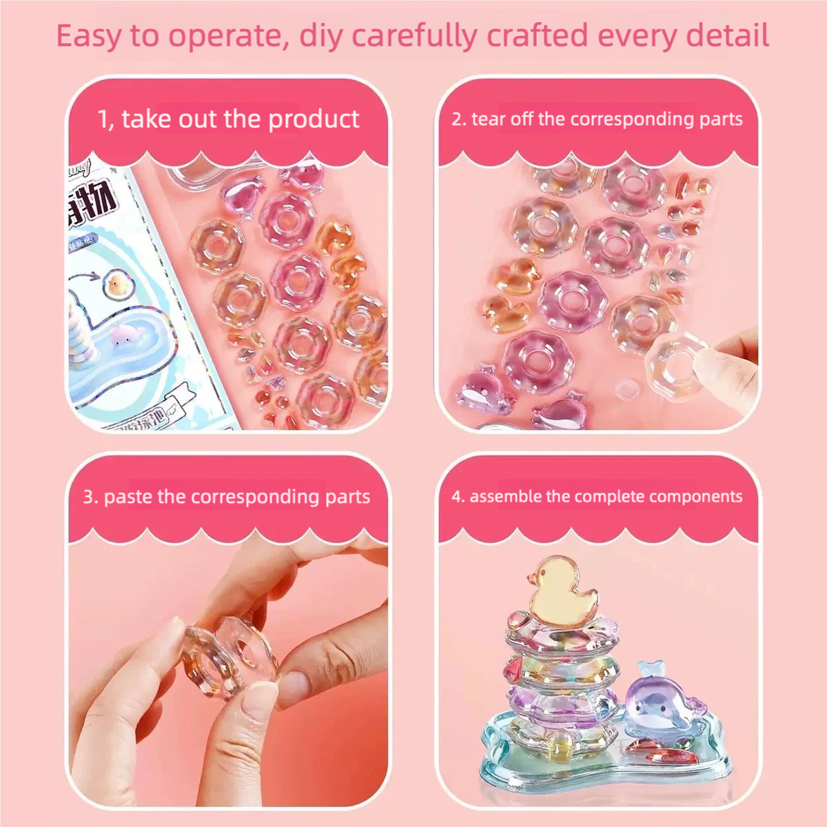 Crystal Jenga-Style 3D Building Stickers – DIY Cute Mini Scenes