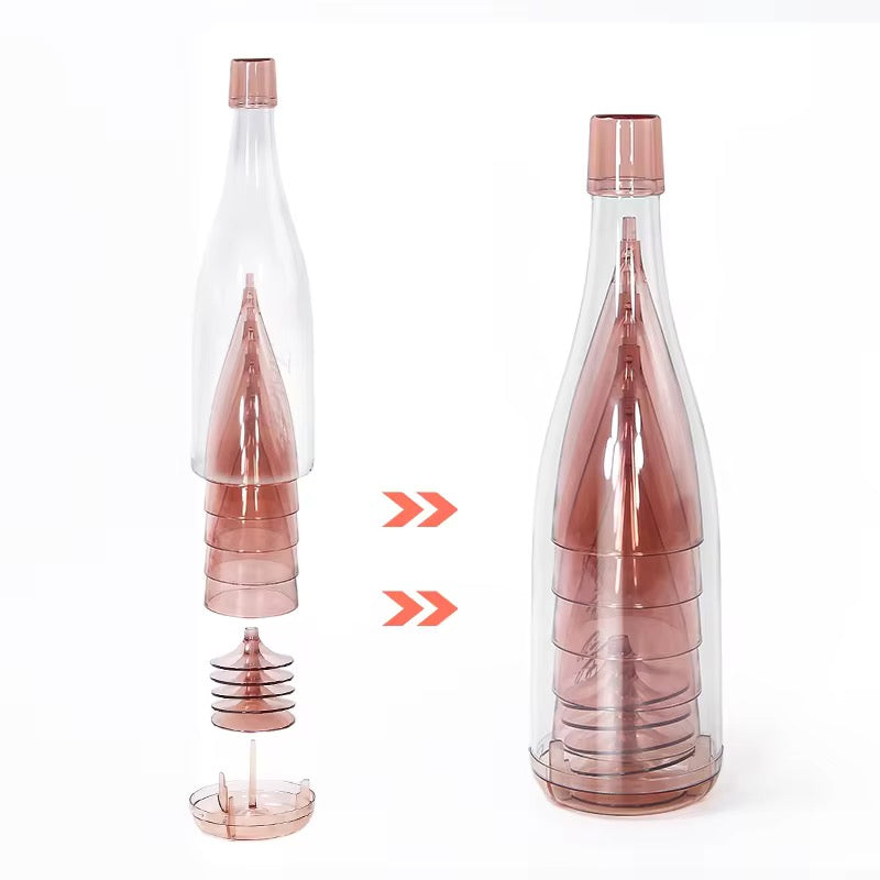 Portable 5-in-1 Champagne Flute Set - Creative Wine Bottle Shape Storage