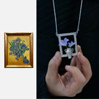 Monet's Garden Oil Painting-Inspired Flower Necklace Brooch