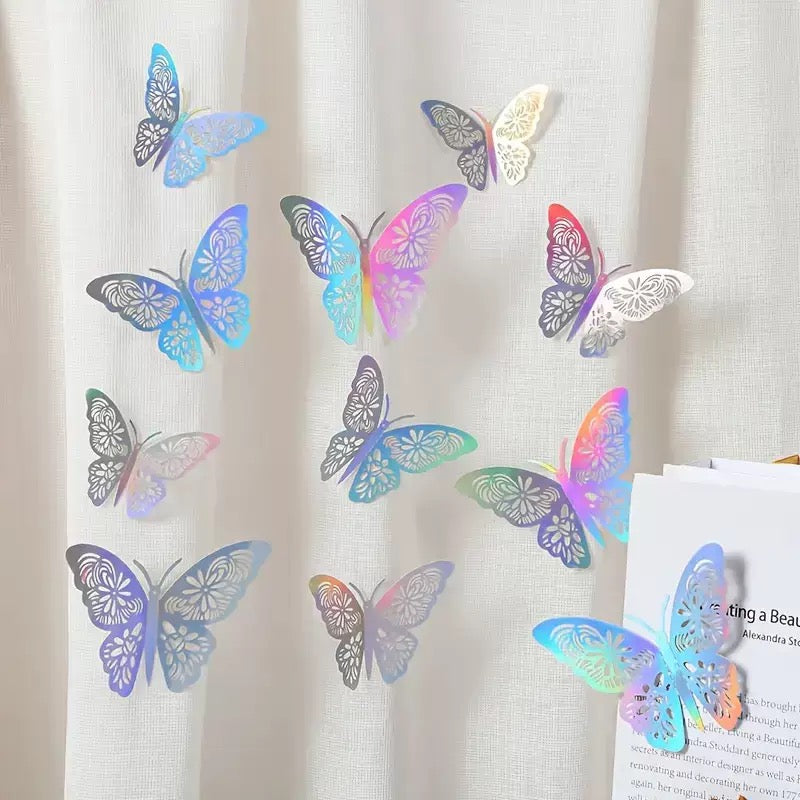 Light & Shadow Butterfly Decorative Wall Stickers (Pack of 24) Different Sizes
 Free 12pcs