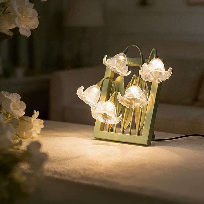 Luxury Floral Frame Lamp
Handcrafted Lily of the Valley Lamp
Artistic Home Decor & Gift