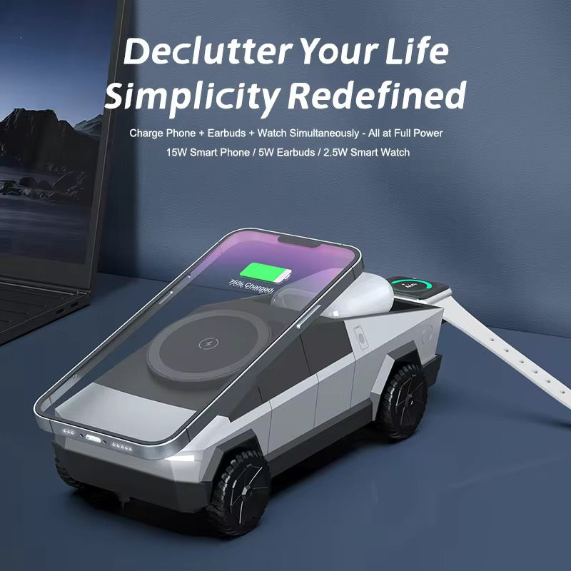 Qi Cyber Truck 15W Fast Charging 3-in-1 Magnetic Wireless Charger
Magnetic Attachment Unique Gadget
Mobile Charger Factory