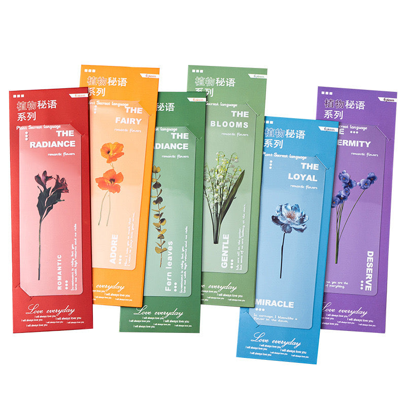 Flower bookmarks set of 6 packs of 6 sheets each 36 sheets in total