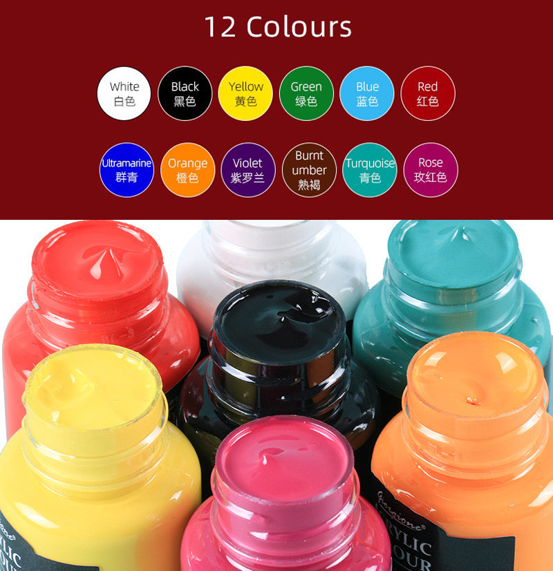 12-Color Glass Painting Special Paint (Includes a Set of Brushes)